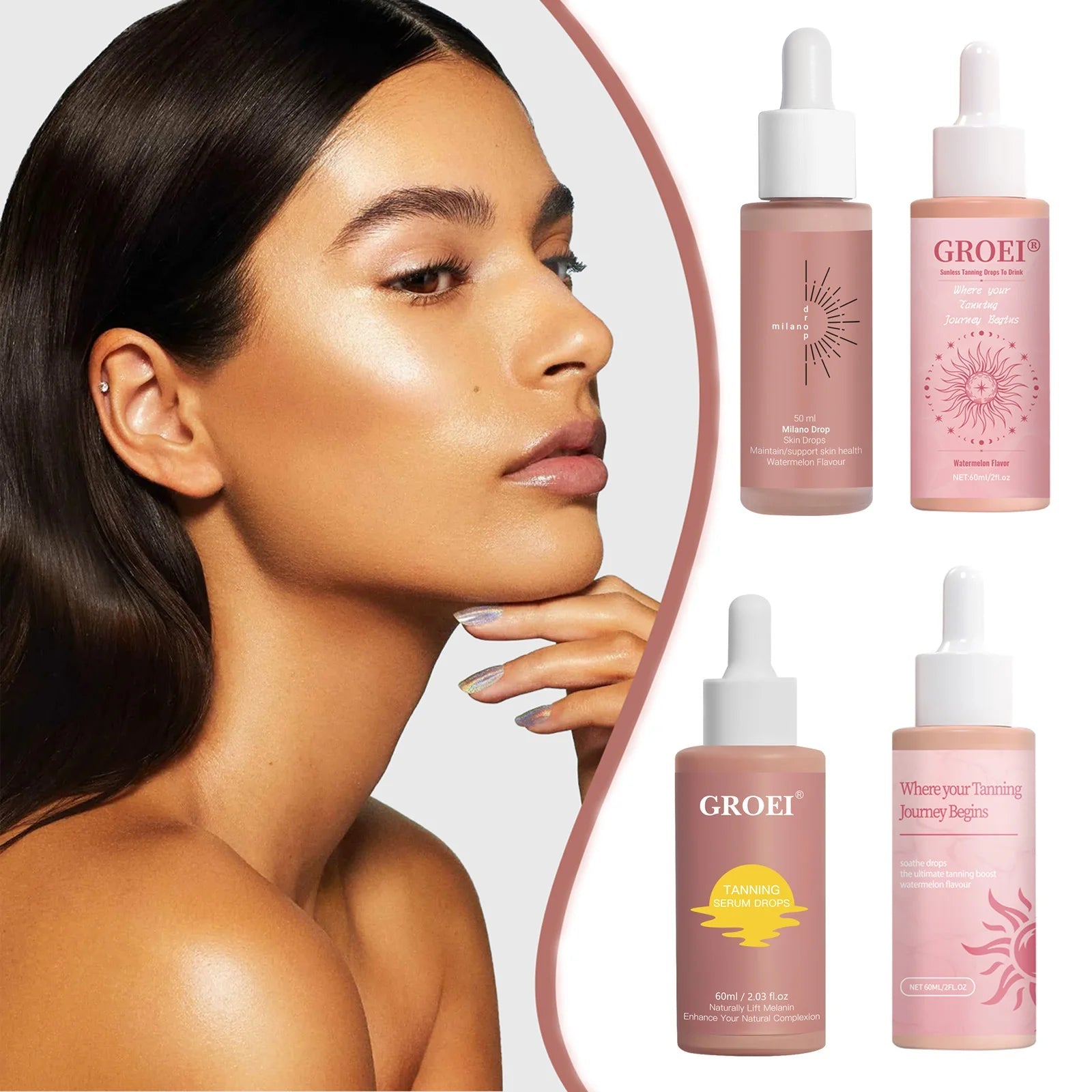 Drinkbare Zongebruinde Druppels, zongebruinde gloed - VelvetRoots